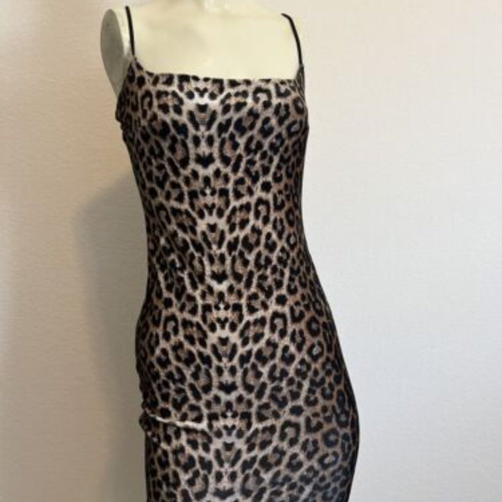 #20 NWT! Nasty Girl Velour Leopard Slip Dress, Sz: US 2